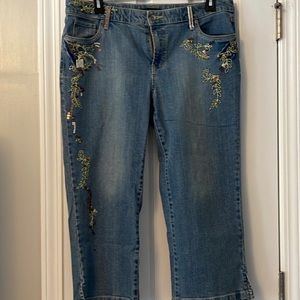 Jenni n jeans embroidered and sequins crop jeans. Size 14. No stretch